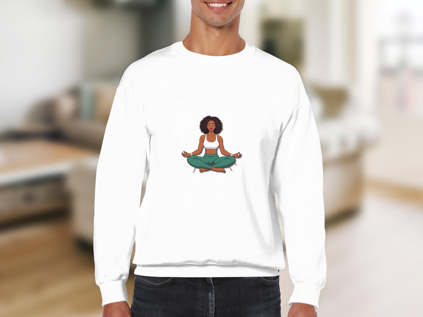 Meditative Yoga Lady White Pullover Sweatshirt Product